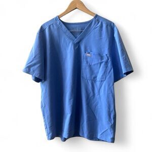 Figs Scrub Technical Collection Top Men’s X-Large Short Sleeve Blue w Pocket